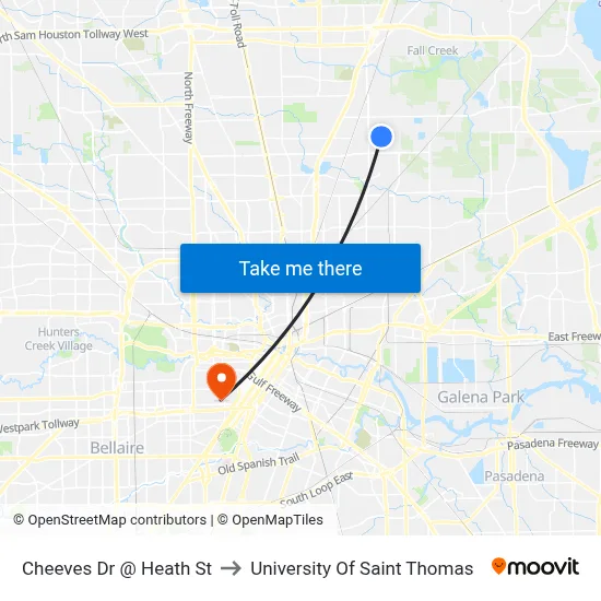 Cheeves Dr @ Heath St to University Of Saint Thomas map