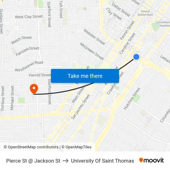 Pierce St @ Jackson St to University Of Saint Thomas map