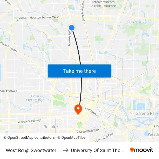 West Rd @ Sweetwater Ln to University Of Saint Thomas map