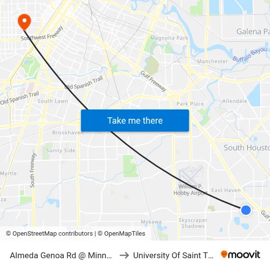 Almeda Genoa Rd @ Minnesota St to University Of Saint Thomas map
