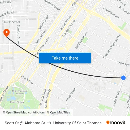 Scott St @ Alabama St to University Of Saint Thomas map