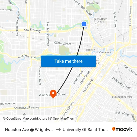 Houston Ave @ Wrightwood to University Of Saint Thomas map