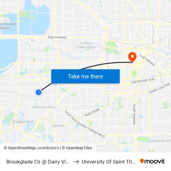 Brookglade Cir @ Dairy View Ln to University Of Saint Thomas map
