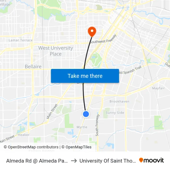 Almeda Rd @ Almeda Park Dr to University Of Saint Thomas map