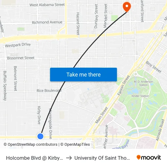 Holcombe Blvd @ Kirby Dr to University Of Saint Thomas map