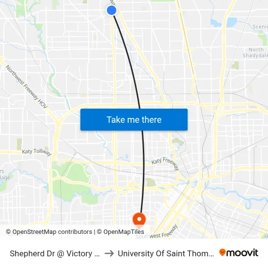 Shepherd Dr @ Victory Dr to University Of Saint Thomas map