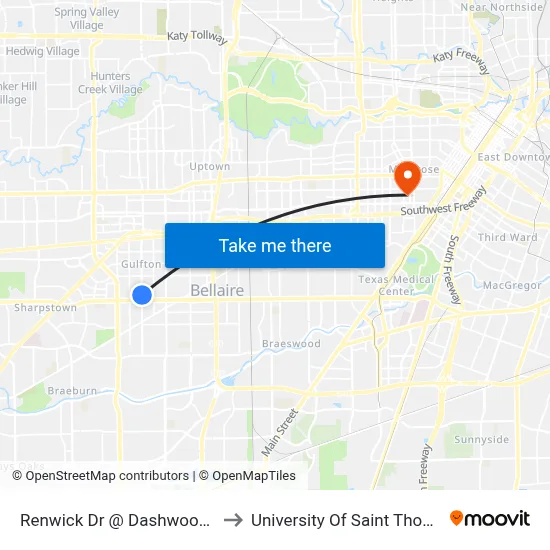 Renwick Dr @ Dashwood Dr to University Of Saint Thomas map