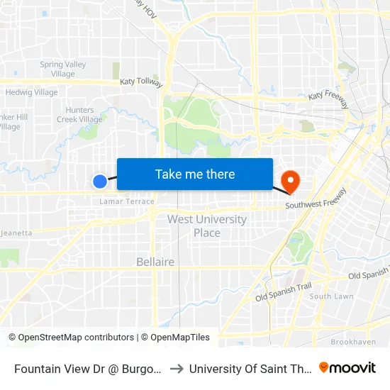 Fountain View Dr @ Burgoyne Rd to University Of Saint Thomas map