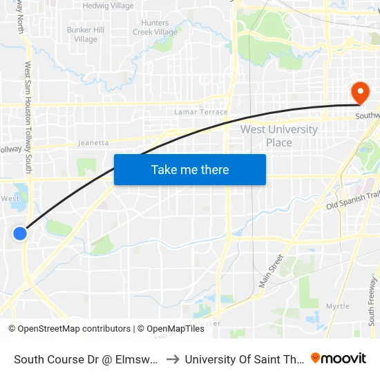 South Course Dr @ Elmsworth Dr to University Of Saint Thomas map
