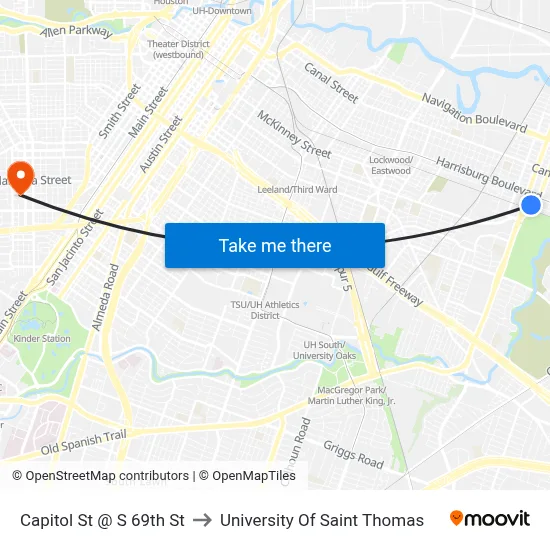 Capitol St @ S 69th St to University Of Saint Thomas map