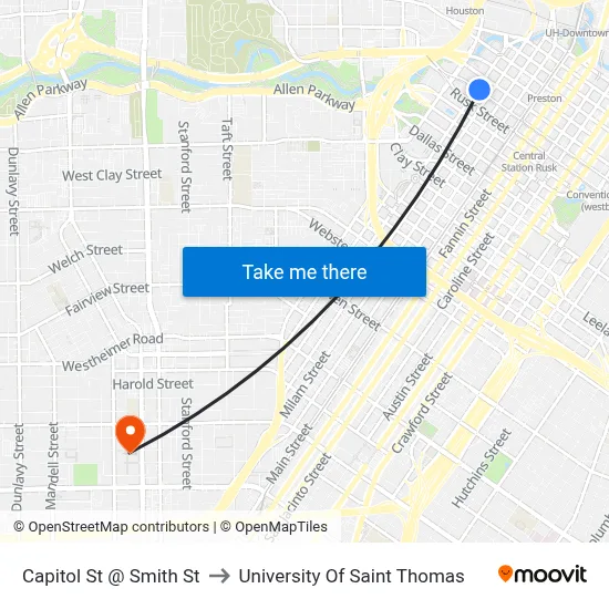 Capitol St @ Smith St to University Of Saint Thomas map