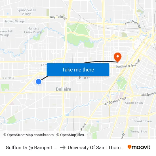 Gulfton Dr @ Rampart St to University Of Saint Thomas map