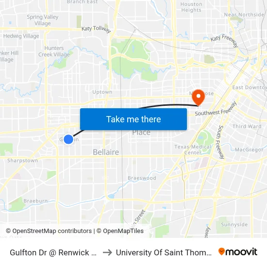Gulfton Dr @ Renwick Dr to University Of Saint Thomas map