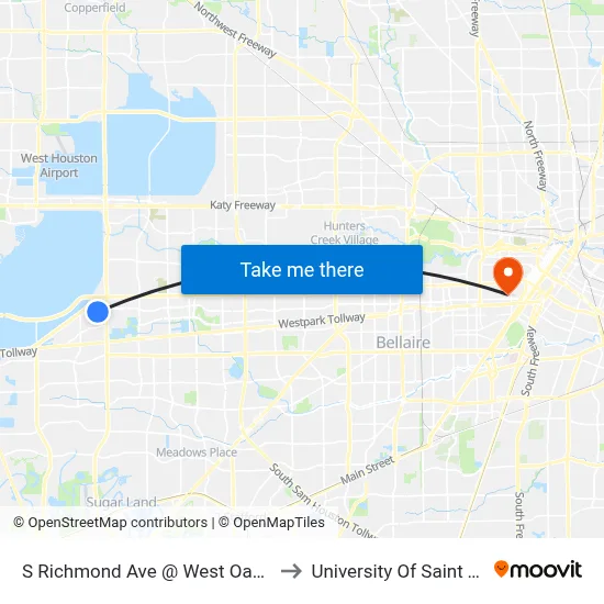S Richmond Ave @ West Oaks Plaza Dr to University Of Saint Thomas map