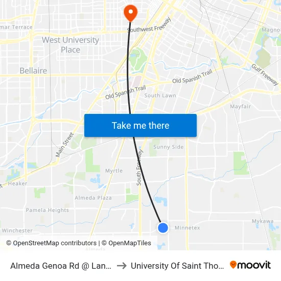 Almeda Genoa Rd @ Land Rd to University Of Saint Thomas map