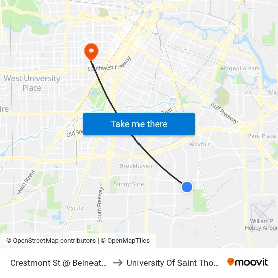 Crestmont St @ Belneath St to University Of Saint Thomas map