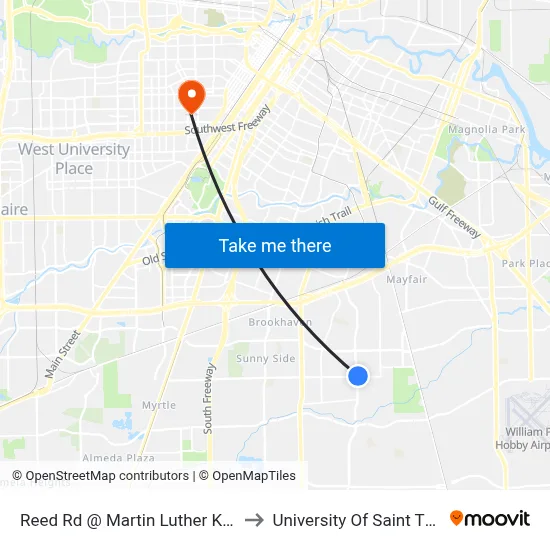 Reed Rd @ Martin Luther King Blvd to University Of Saint Thomas map