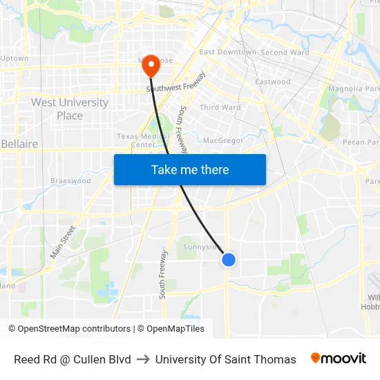 Reed Rd @ Cullen Blvd to University Of Saint Thomas map
