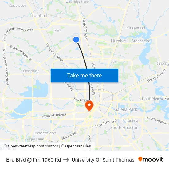 Ella Blvd @ Fm 1960 Rd to University Of Saint Thomas map