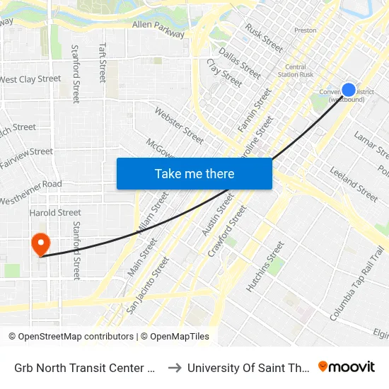 Grb North Transit Center Garage to University Of Saint Thomas map