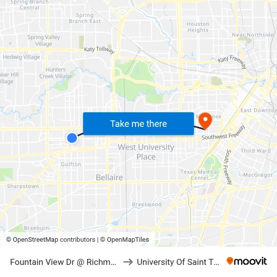 Fountain View Dr @ Richmond Ave to University Of Saint Thomas map