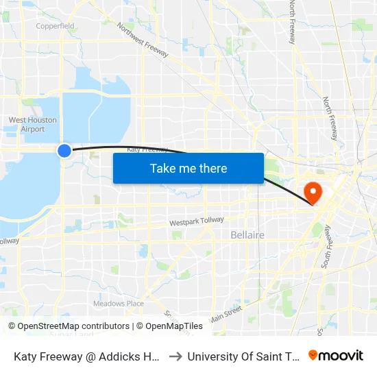 Katy Freeway @ Addicks Howell Rd to University Of Saint Thomas map