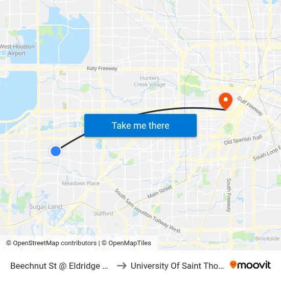 Beechnut St @ Eldridge Pkwy to University Of Saint Thomas map