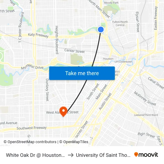 White Oak Dr @ Houston Ave to University Of Saint Thomas map