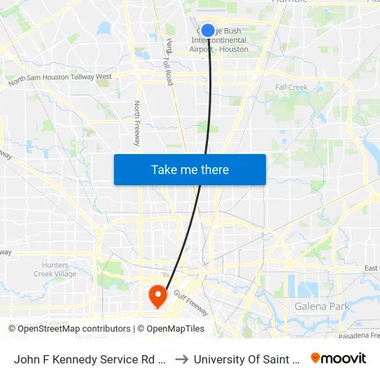 John F Kennedy Service Rd @ Fed Ex* to University Of Saint Thomas map