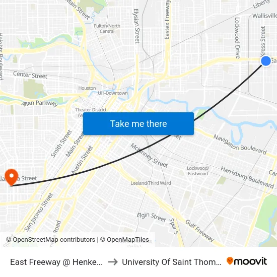 East Freeway @ Henke St to University Of Saint Thomas map