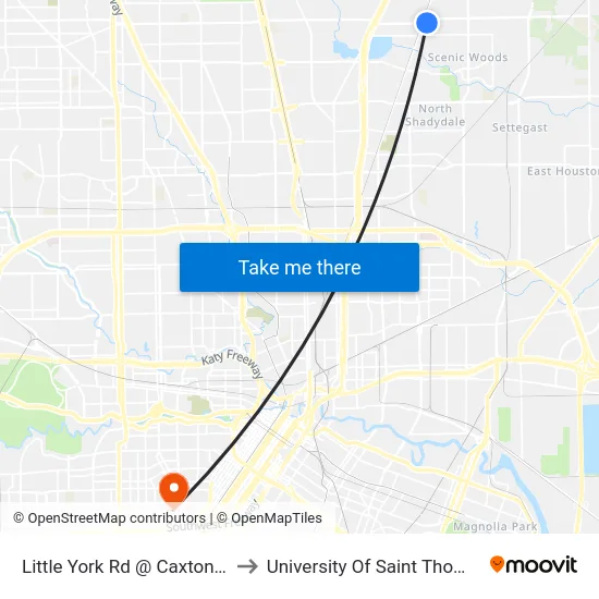 Little York Rd @ Caxton St to University Of Saint Thomas map