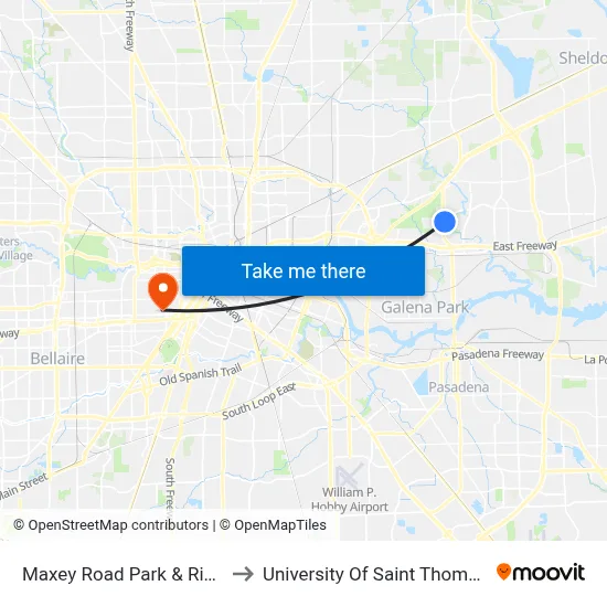 Maxey Road Park & Ride to University Of Saint Thomas map