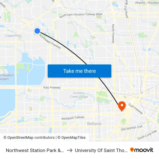 Northwest Station Park & Ride to University Of Saint Thomas map