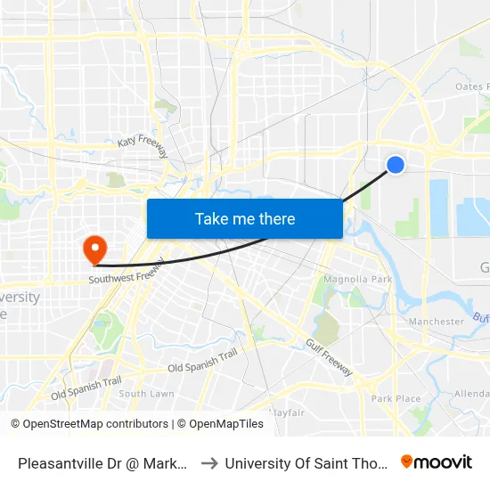 Pleasantville Dr @ Market St to University Of Saint Thomas map