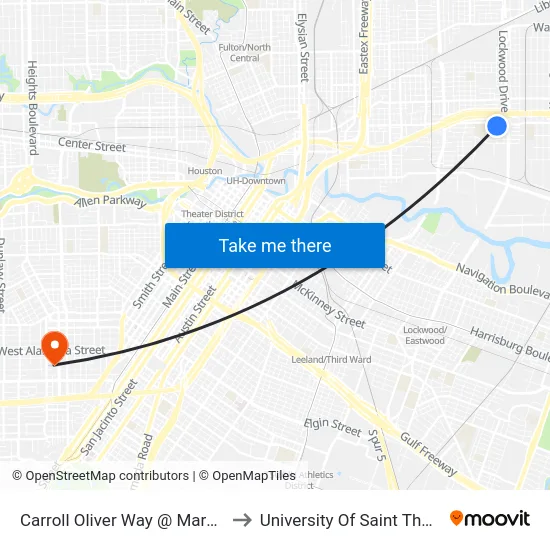 Carroll Oliver Way @ Market St to University Of Saint Thomas map
