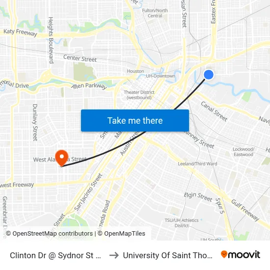 Clinton Dr @ Sydnor St Mb2 to University Of Saint Thomas map