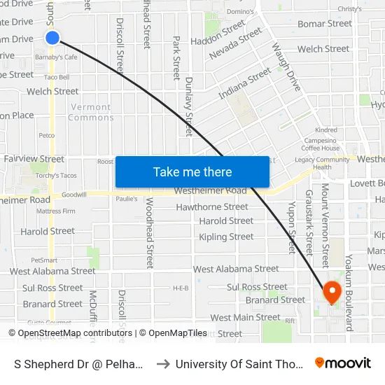 S Shepherd Dr @ Pelham Dr to University Of Saint Thomas map