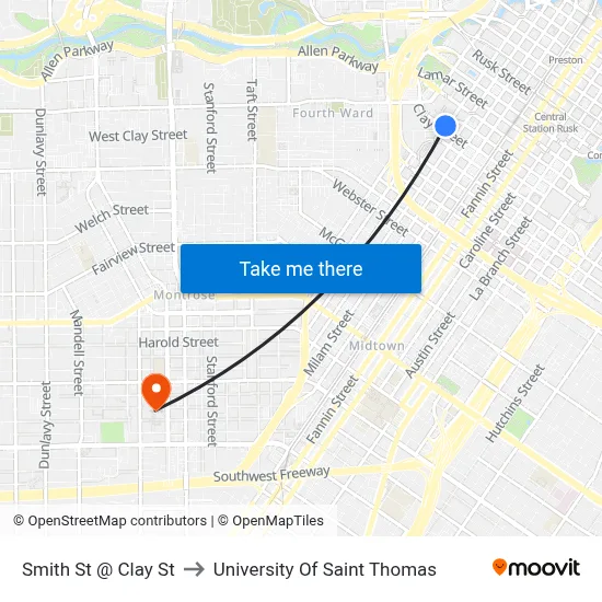 Smith St @ Clay St to University Of Saint Thomas map