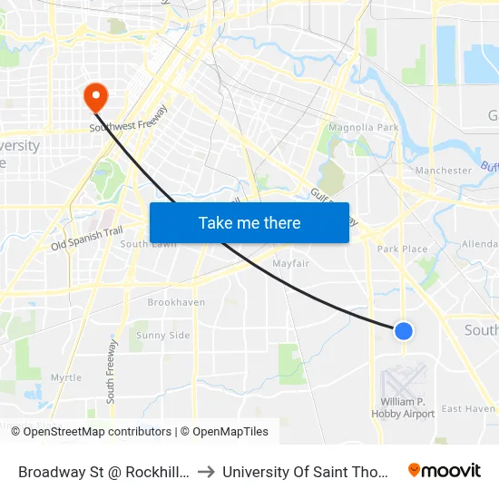Broadway St @ Rockhill St to University Of Saint Thomas map