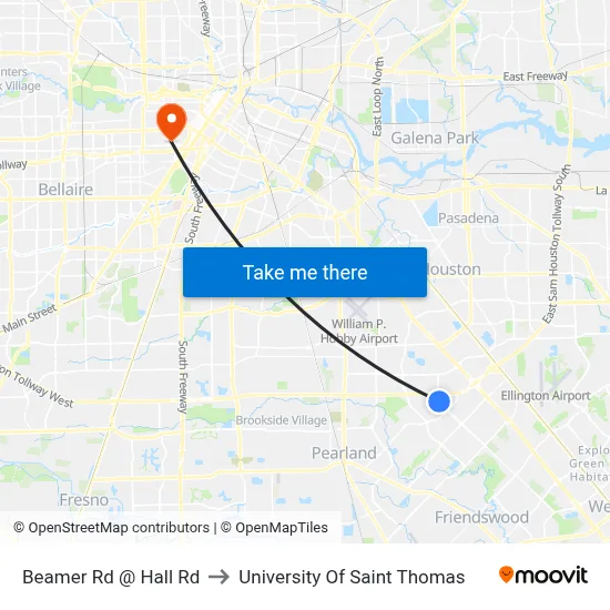 Beamer Rd @ Hall Rd to University Of Saint Thomas map