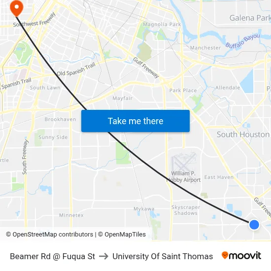 Beamer Rd @ Fuqua St to University Of Saint Thomas map