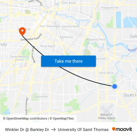Winkler Dr @ Barkley Dr to University Of Saint Thomas map