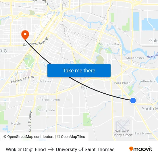 Winkler Dr @ Elrod to University Of Saint Thomas map