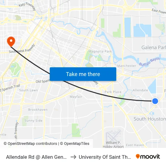 Allendale Rd @ Allen Genoa Rd to University Of Saint Thomas map