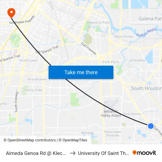 Almeda Genoa Rd @ Kleckley Dr to University Of Saint Thomas map