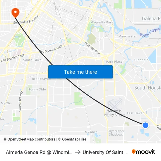 Almeda Genoa Rd @ Windmill Lakes Bl to University Of Saint Thomas map