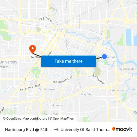 Harrisburg Blvd @ 74th St to University Of Saint Thomas map