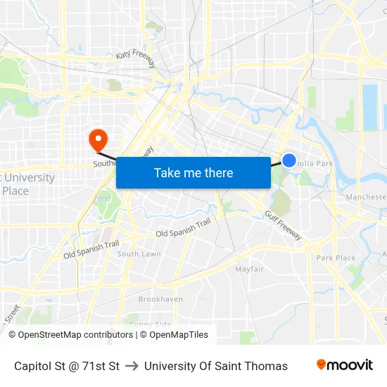 Capitol St @ 71st St to University Of Saint Thomas map