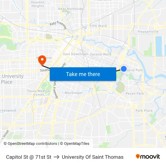 Capitol St @ 71st St to University Of Saint Thomas map