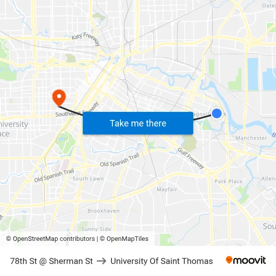 78th St @ Sherman St to University Of Saint Thomas map